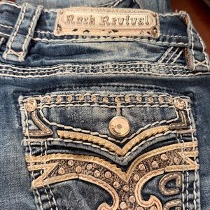 Rock Revival Blue Jeans with Silver Accents